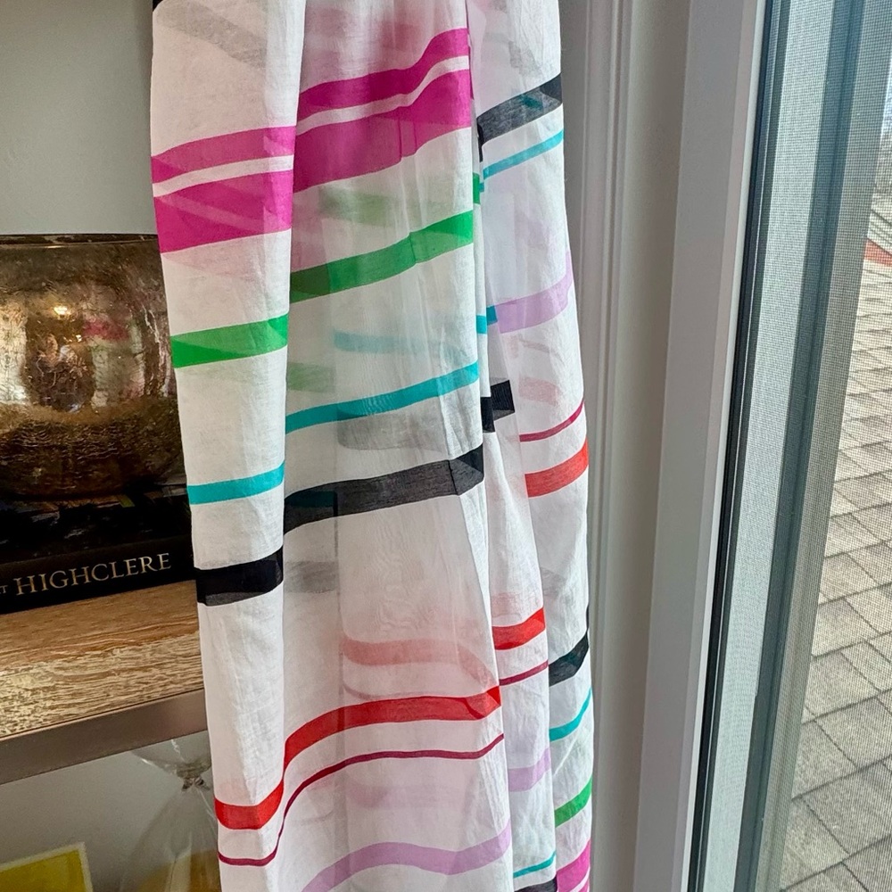 Kate Spade Multicolor Sheer Tassel Scarf
